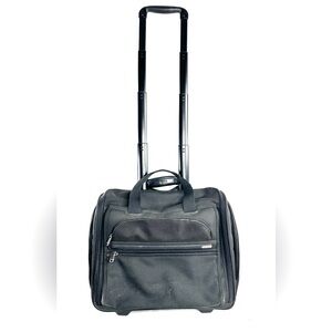 TUMI Alpha Wheeled Black Ballistic Nylon 17" Carry On Luggage Bag Side Pockets